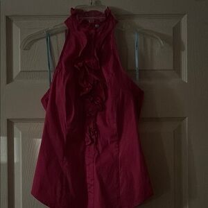 Ruffled Sleeveless Pink Blouse